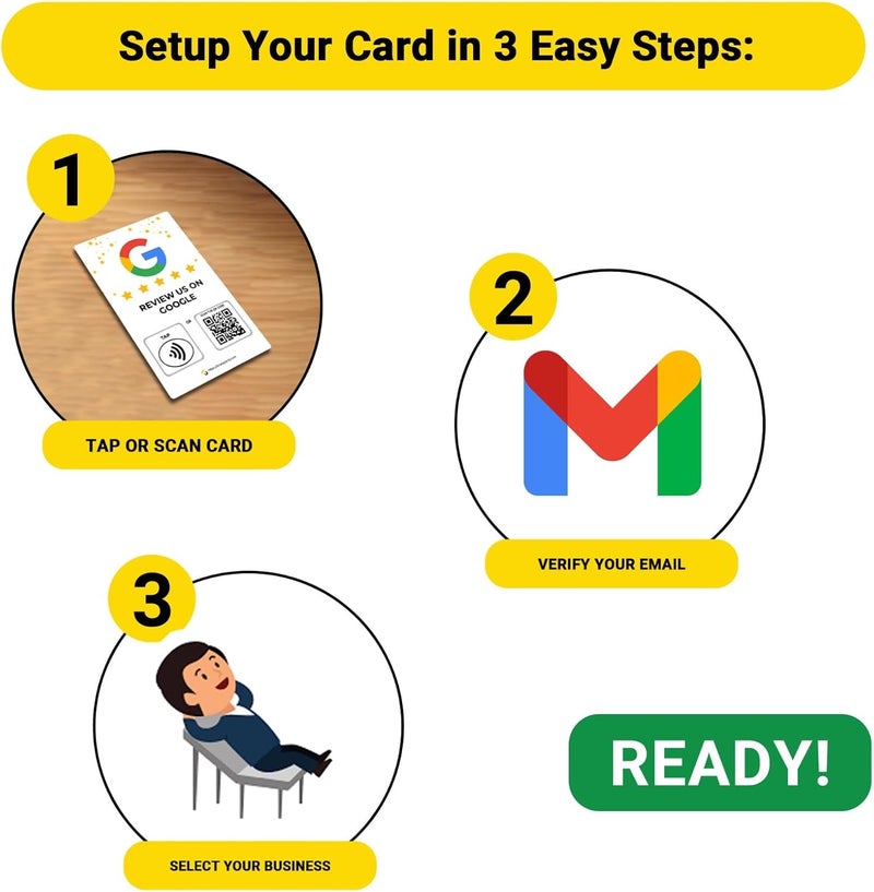One Tap Only NFC Business Cards 5 Pack – Contactless Smart Tap & QR Code – Compatible with Social Media & Online Review Platforms – Reusable Feedback Tool for Restaurants, Local Businesses – Works with All Phones - Image 2